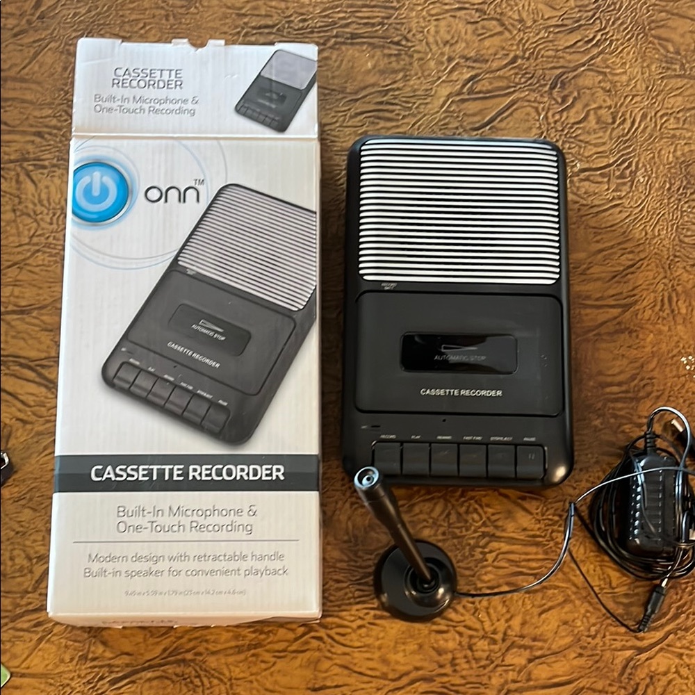 Onn Running Black Portable Cassette Player Retro Design